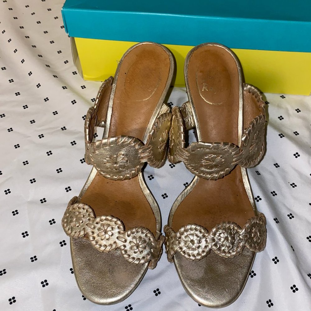 Jack Rogers Luccia Platinum Silver Sandals Wedges Women's Shoes Size 9